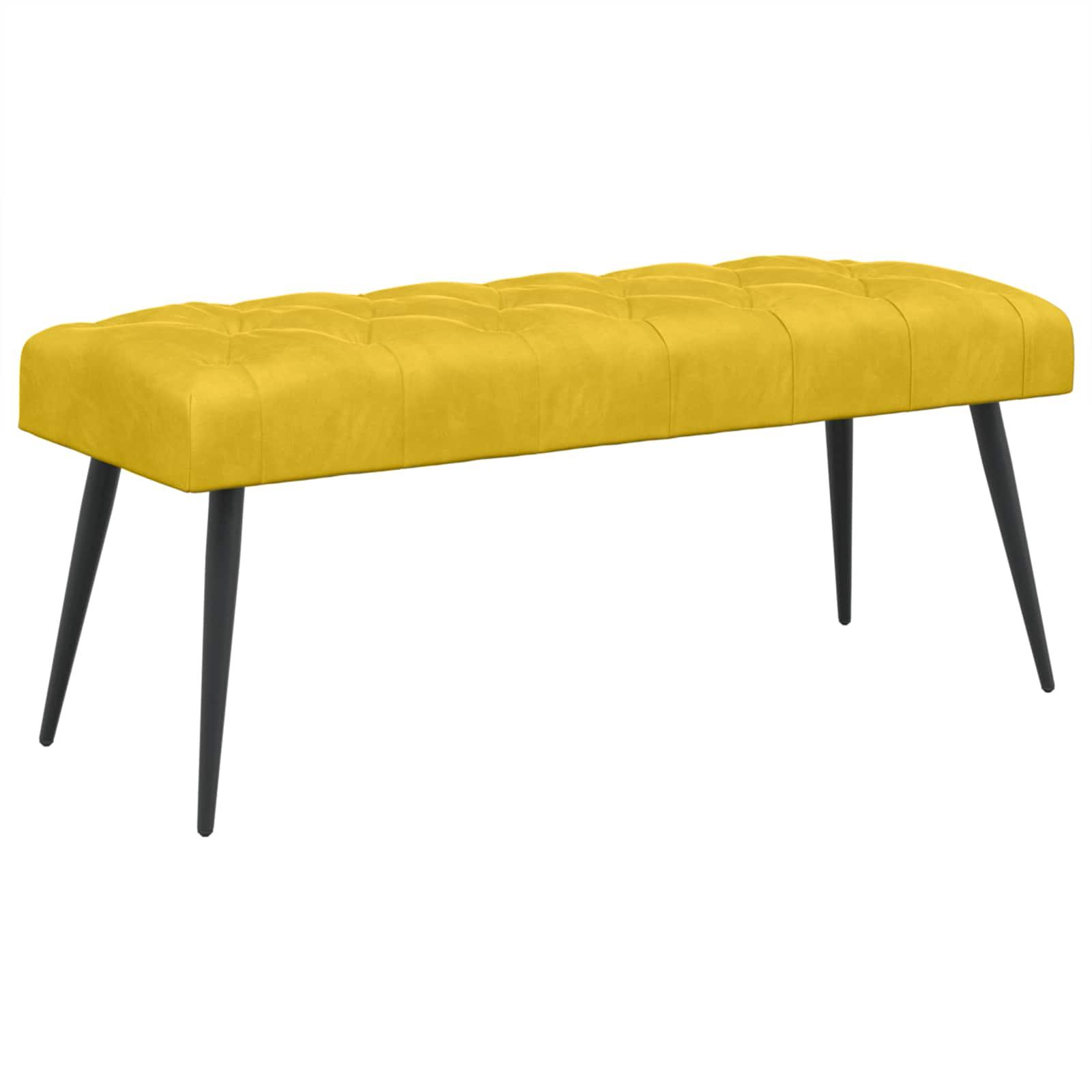 Bænk med knap tufting Gul 110 x 40 x 46 cm Fløjl billede