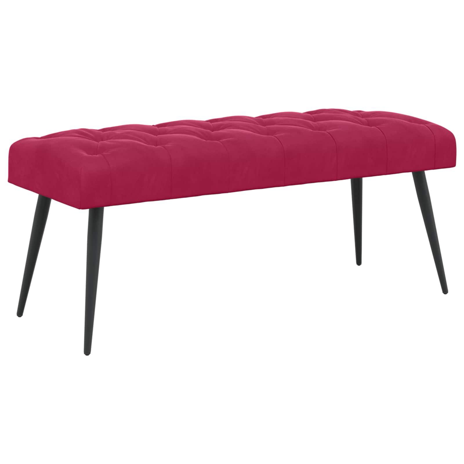 Bænk i fløjl med knap-tufting - vinrød 110 × 40 × 46 cm billede