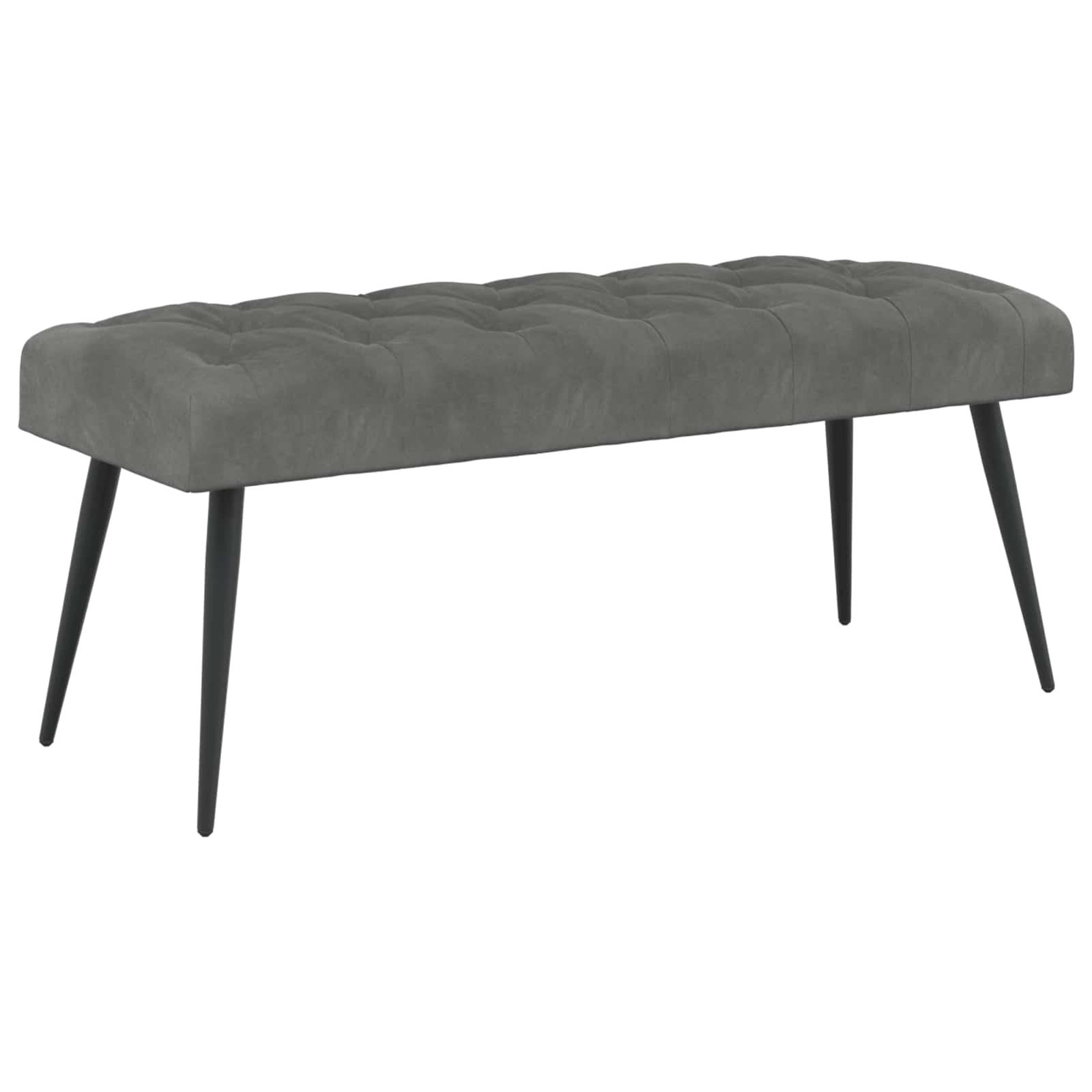 Bænk med knap tufting Mørkegrå 110 x 40 x 46 cm Fløjl billede