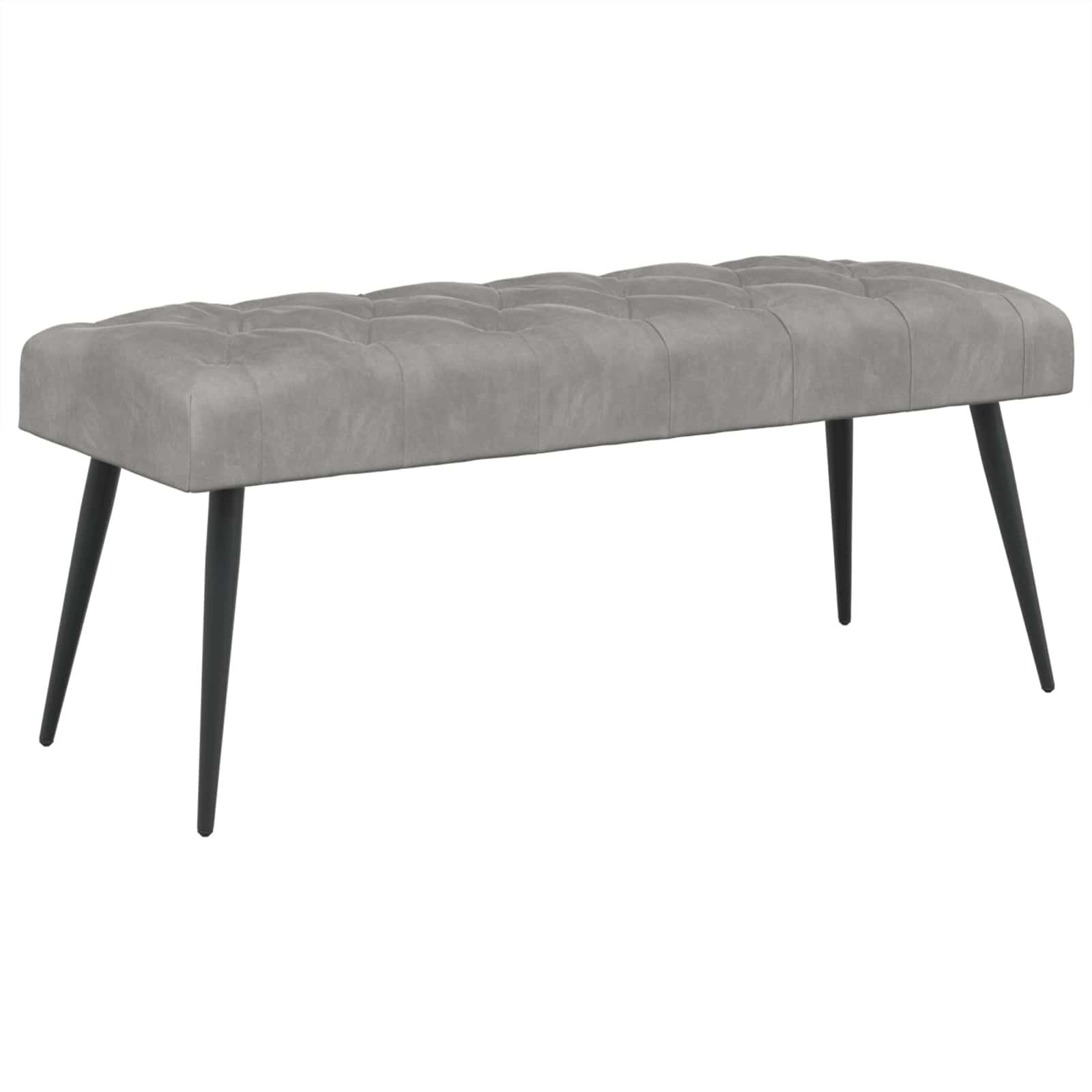 Bænk med knap tufting Lysegrå 110 x 40 x 46 cm Fløjl billede