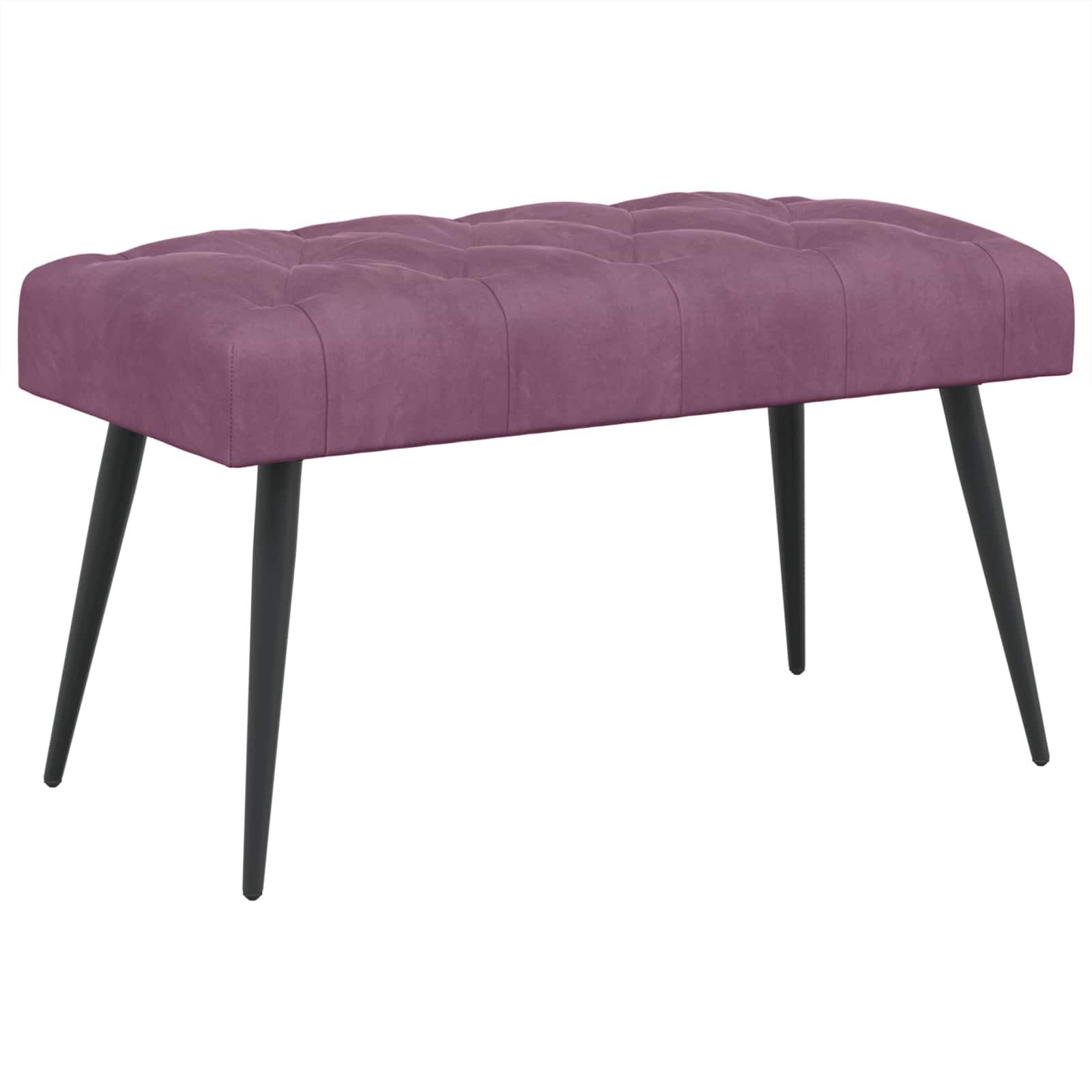 Bænk med knap tufting Lilla 80 x 40 x 46 cm Fløjl billede