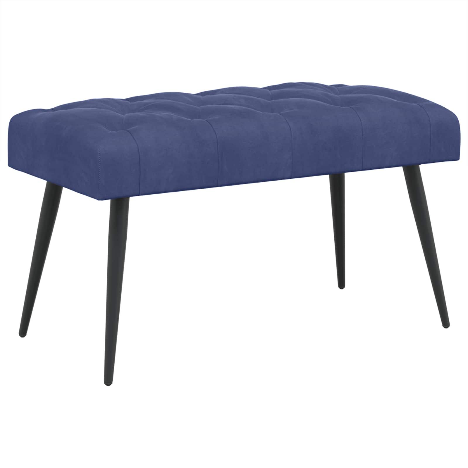 Bænk med knap tufting Politi blå 80 x 40 x 46 cm Fløjl billede