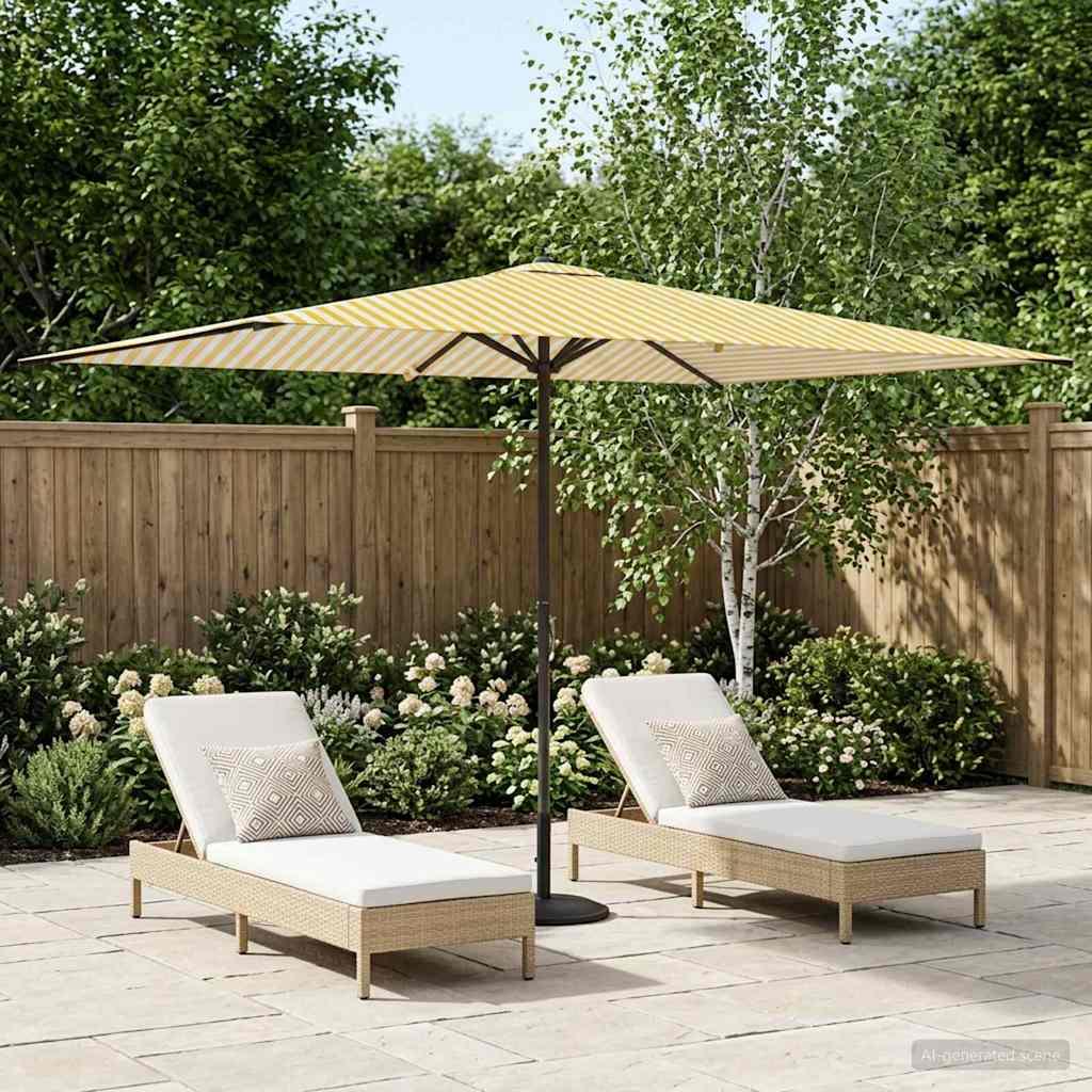 Haveparasol 200 x 300 cm Polyester Rektangulær Gul og Hvid billede