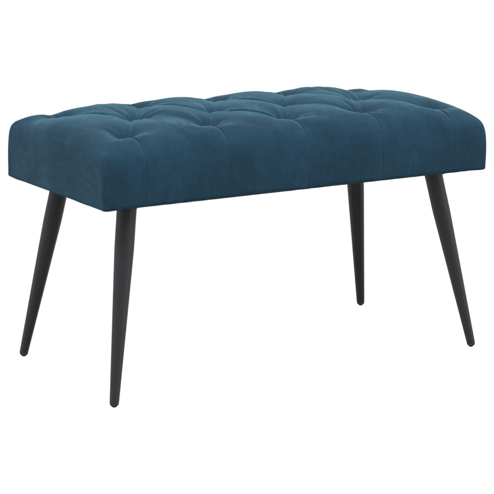 Bænk med knap tufting Blå 80 x 40 x 46 cm Fløjl billede