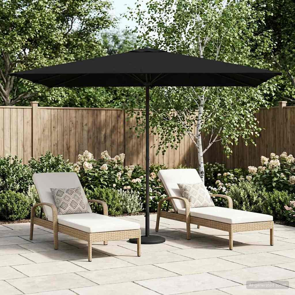 Haveparasol 200 x 300 cm Polyester Rektangulær Sort billede