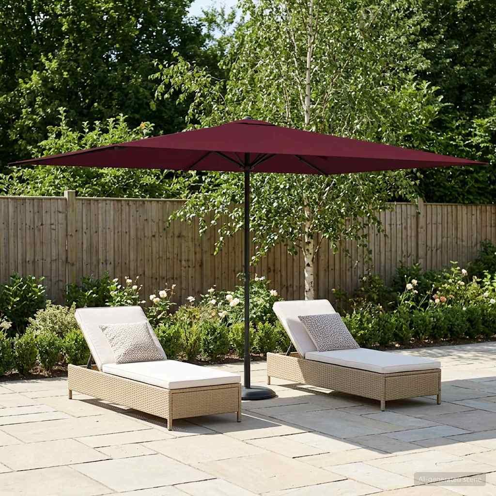 Haveparasol 200 x 300 cm Polyester Rektangulær Bordeaux Rød billede