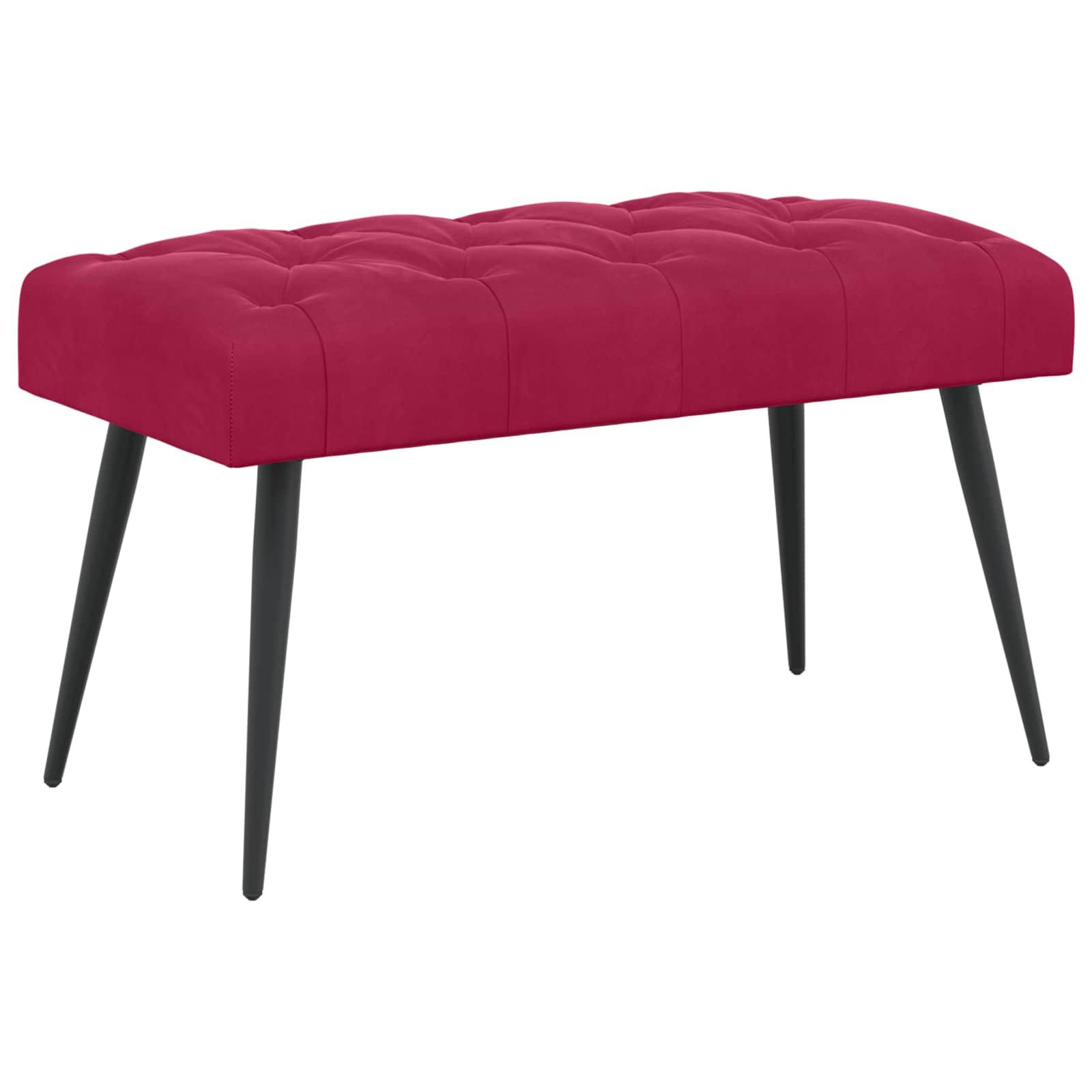 Bænk med knap tufting Vinrød 80 x 40 x 46 cm Fløjl billede