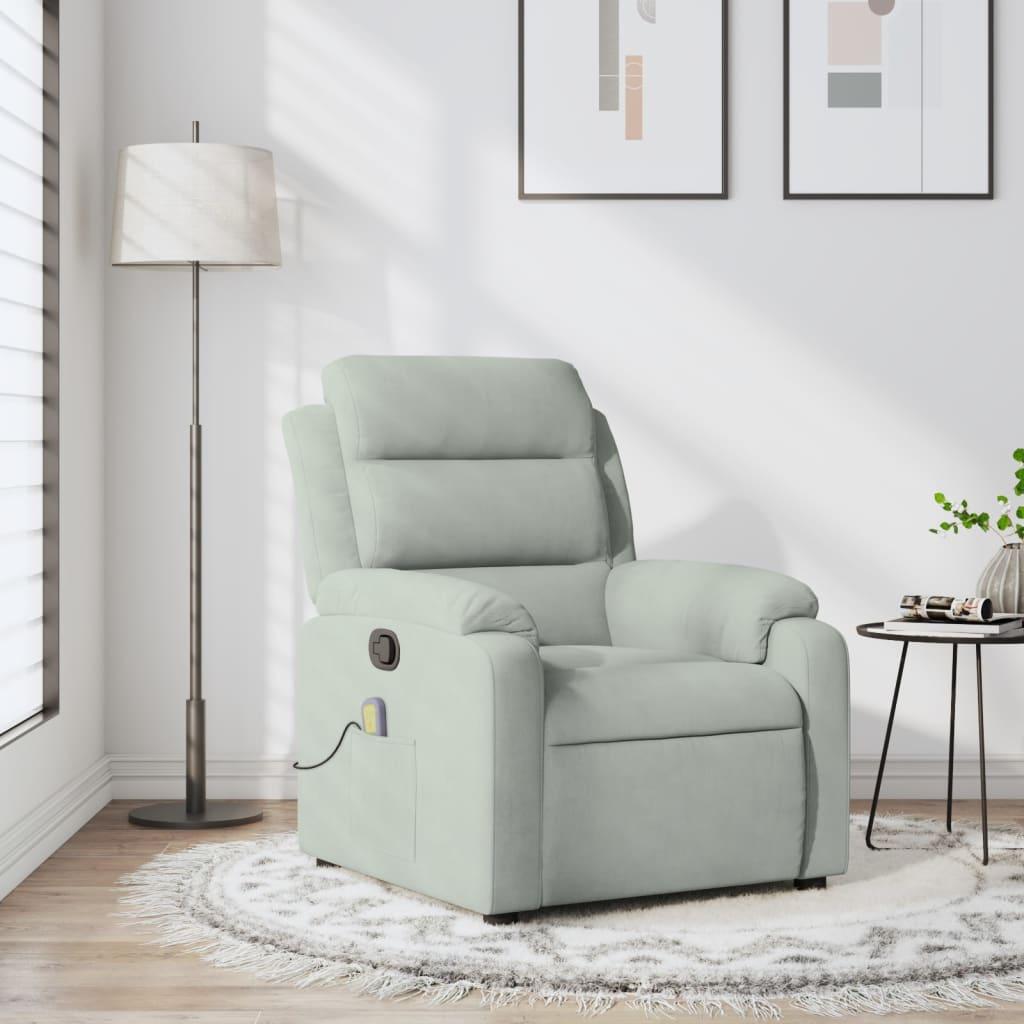 Massagestol Lysegrå Velour billede