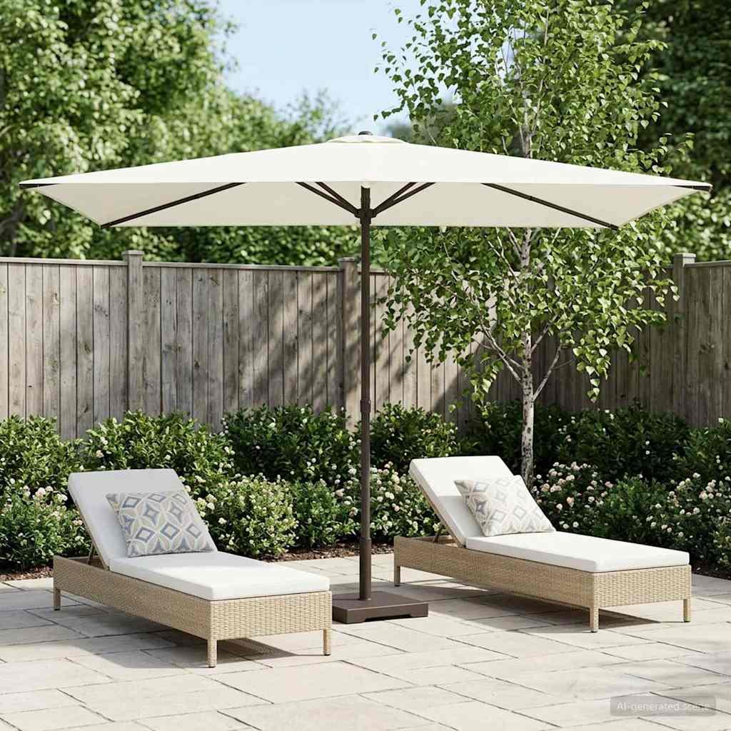 Haveparasol 200 x 300 cm Polyester Rektangulær Cremefarvet billede