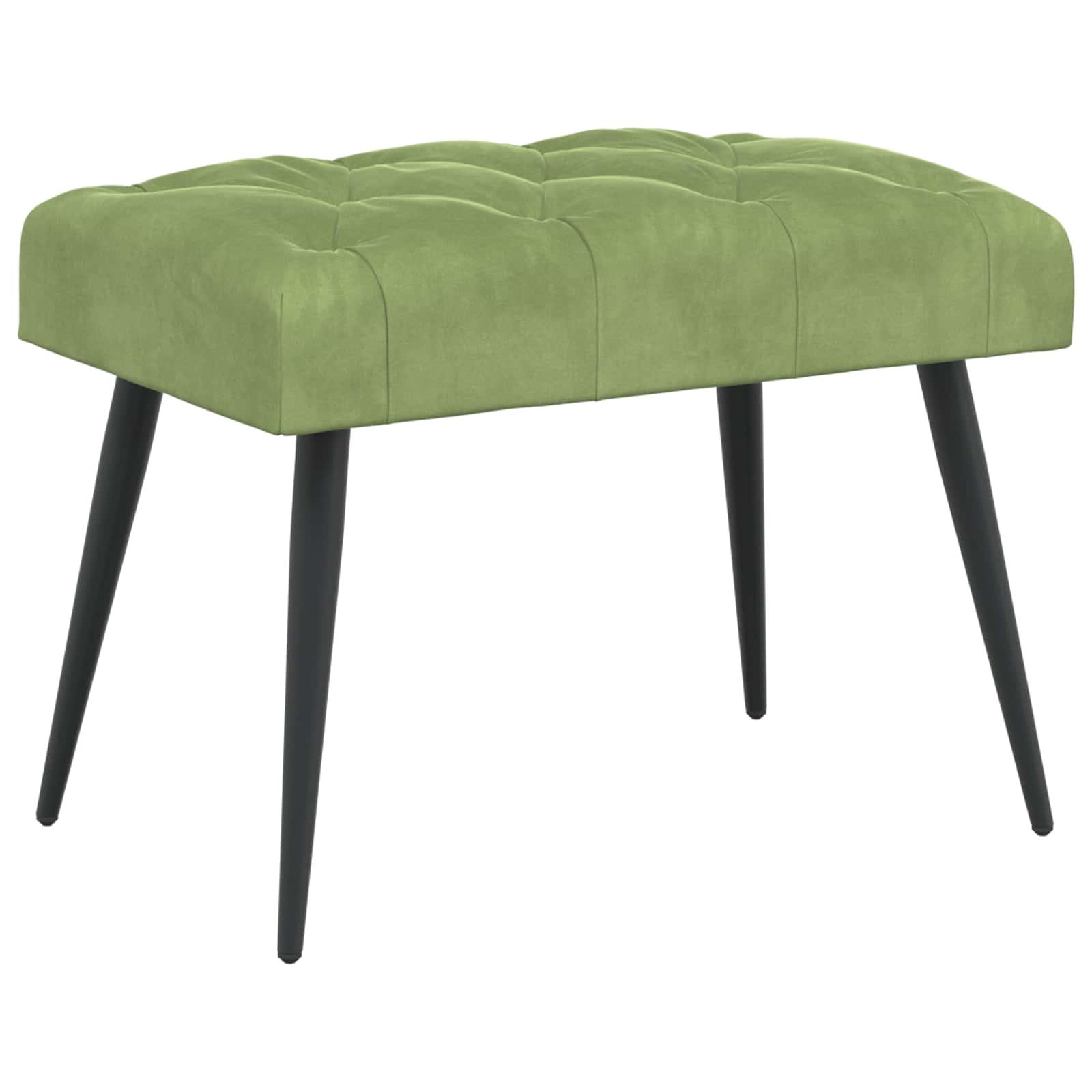Bænk i fløjl med knap-tufting - lys grøn, 60 × 40 × 45 cm billede