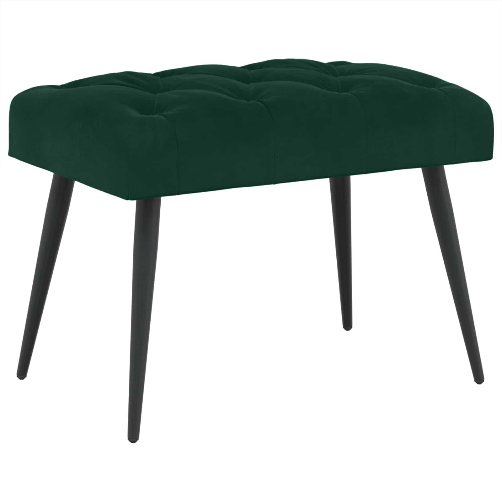 Bænk i fløjl med knap-tufting - mørkegrøn, 60 × 40 × 45 cm billede