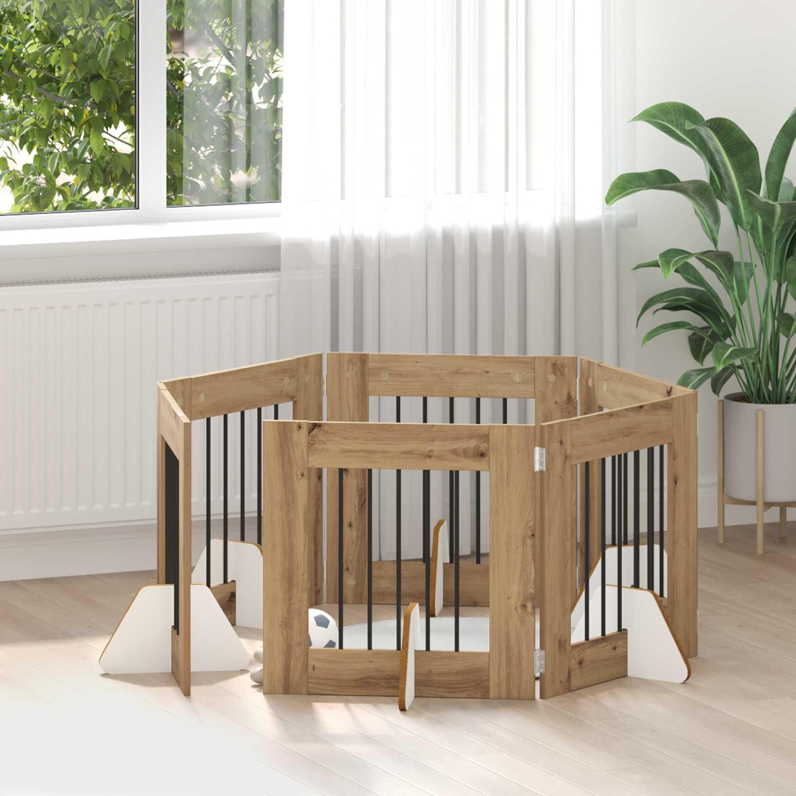 Hundehegn med stativer 6 stk Artisan-eg 60 x 60 cm billede