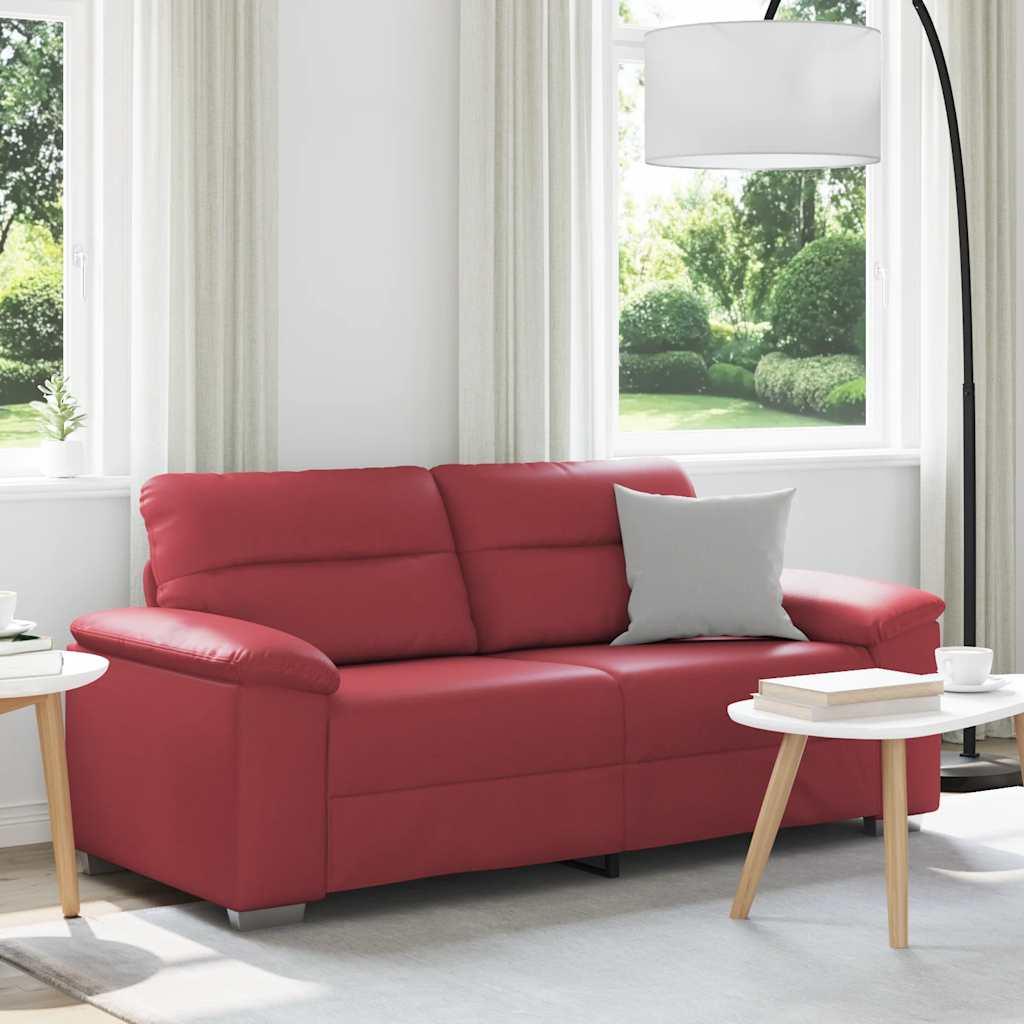 2-personers sofa i kunstlæder - vinrød, 180 × 81 × 84 cm billede