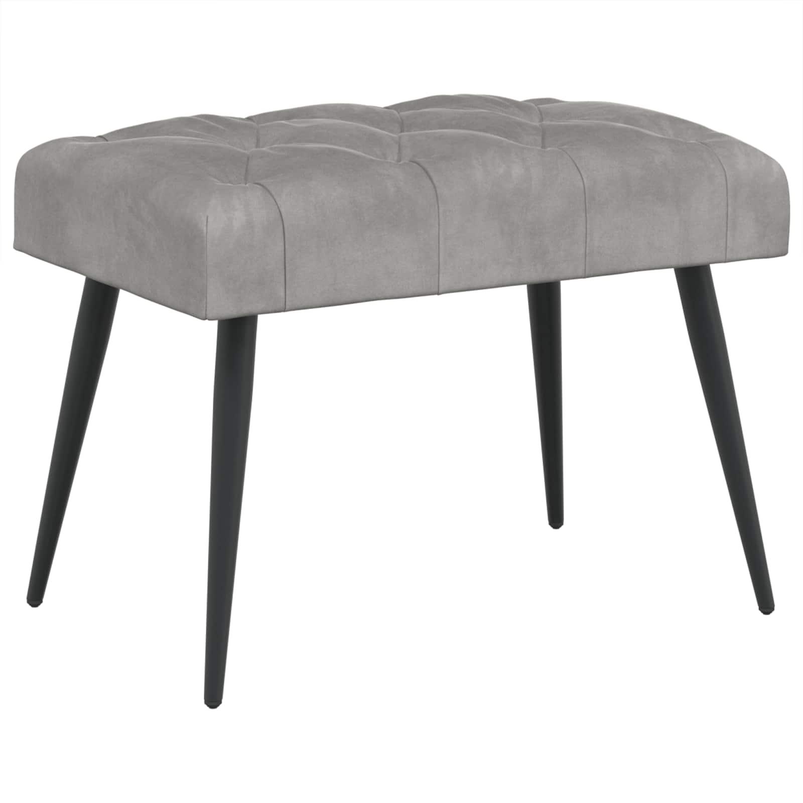 Bænk i fløjl med knap-tufting - lysegrå, 60 × 40 × 45 cm billede