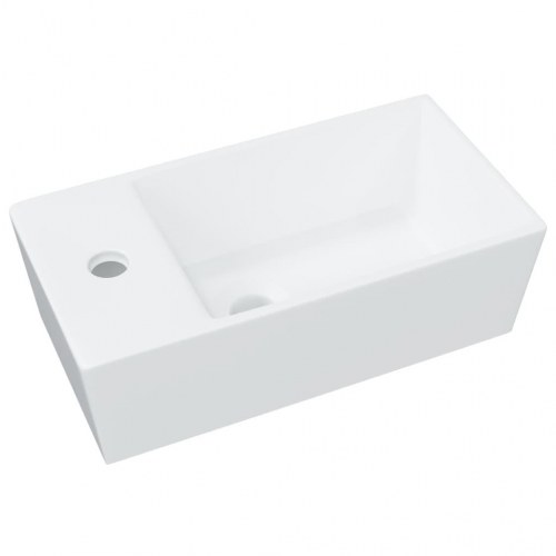 Håndvask i keramik - hvid 48 × 25 × 15 cm med overløb