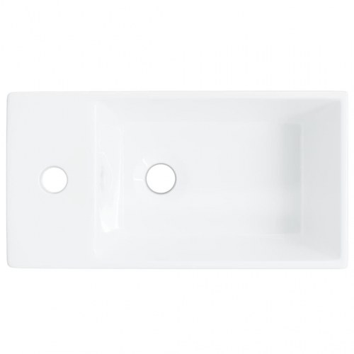 Håndvask i keramik - hvid 48 × 25 × 15 cm med overløb