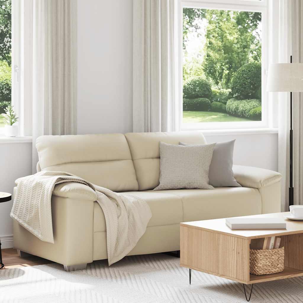 2-personers sofa i kunstlæder - creme, 180×81×84 cm billede