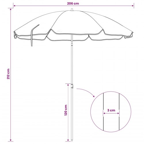 Haveparasol 207 cm i 170T polyester - orange, vippe- og højdejusterbar
