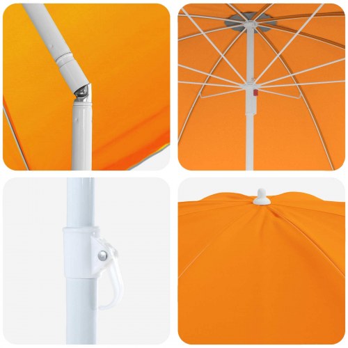 Haveparasol 160 cm i 170T polyester - orange, vippe- og højdejusterbar