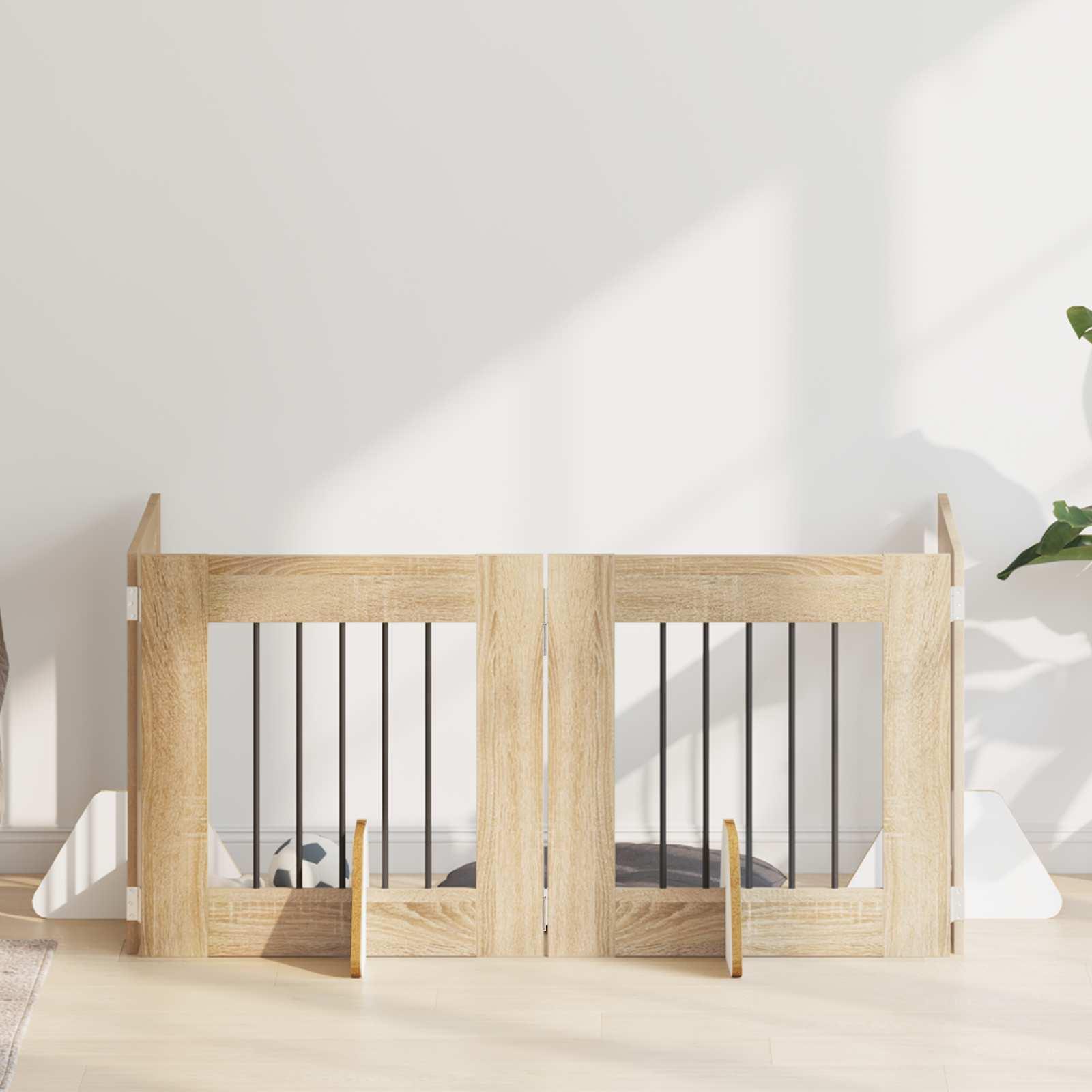 Hundehegn med stativer 4 stk Sonoma-eg 60 x 60 cm billede