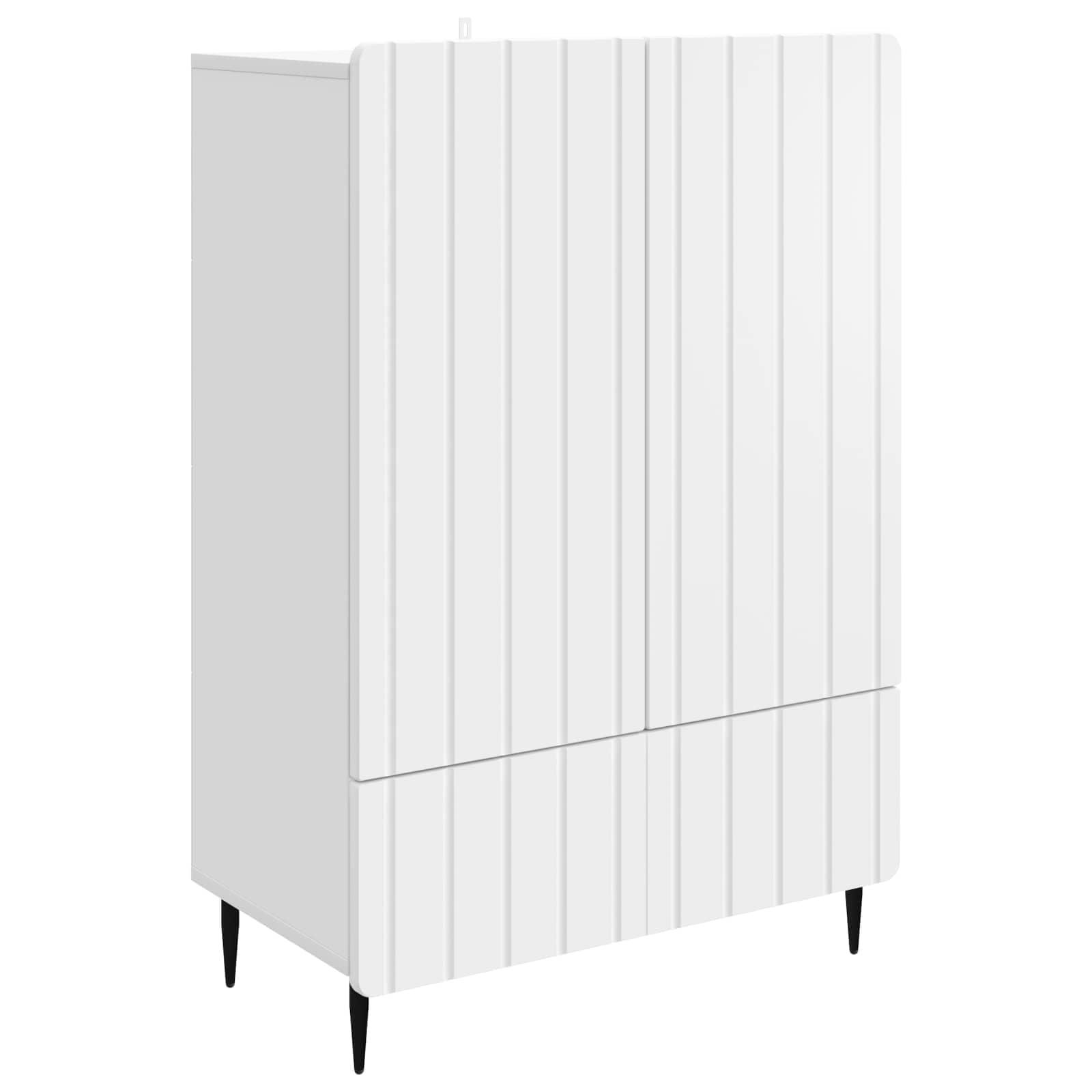 Sidebord med skuffe Hvid 66 x 34,5 x 97 cm Konstrueret træ billede