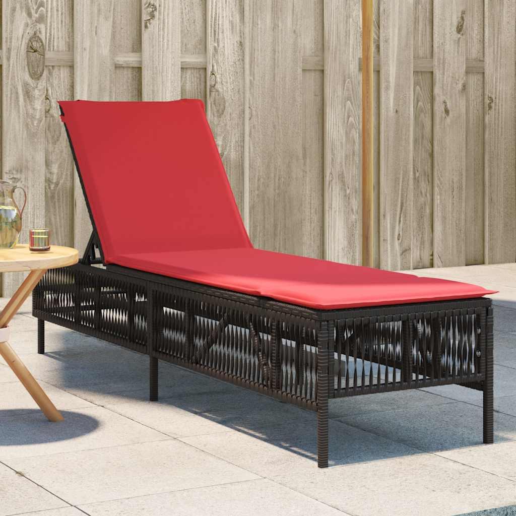 Liggestol med hynde brun polyrattan billede