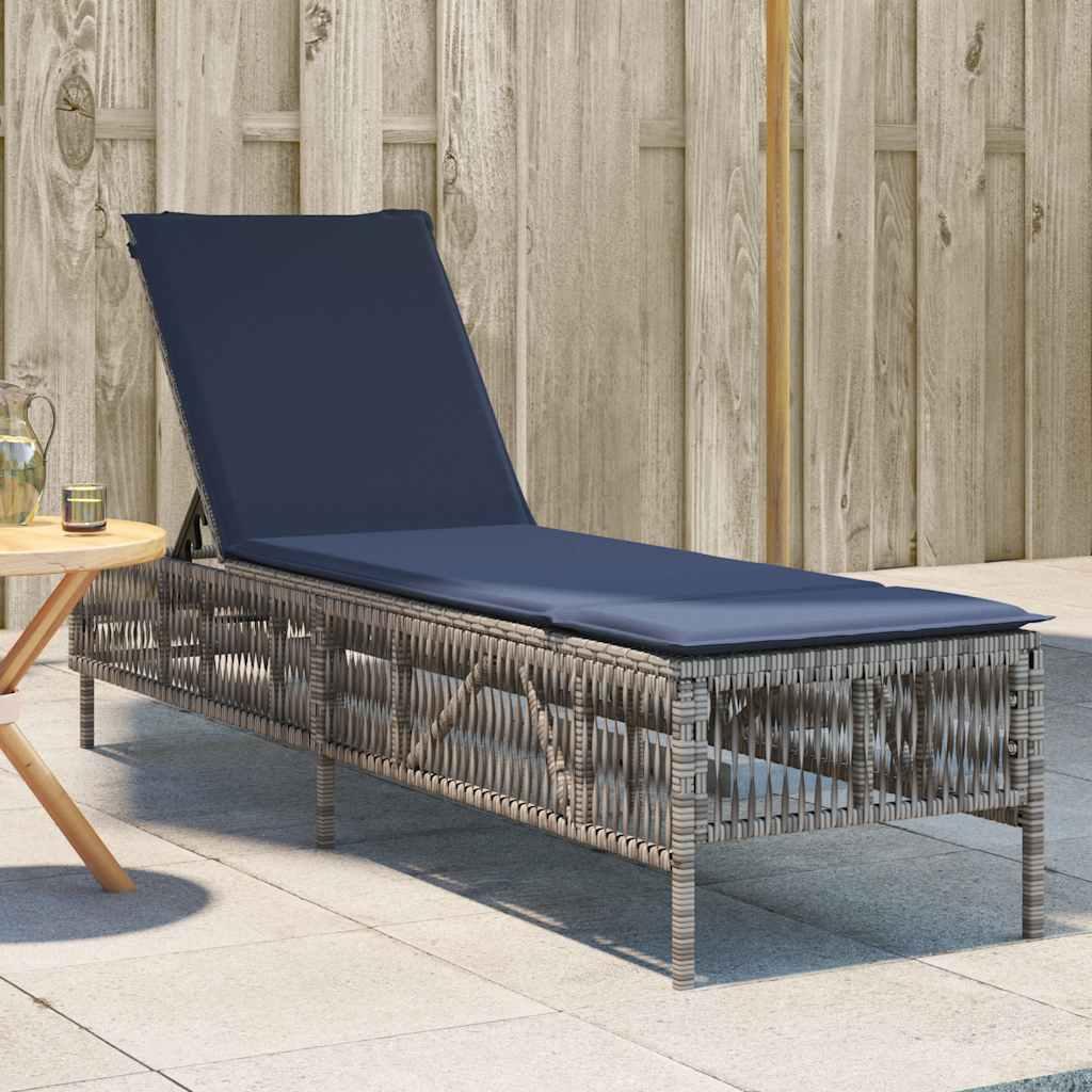 Liggestol med hynde grå polyrattan billede