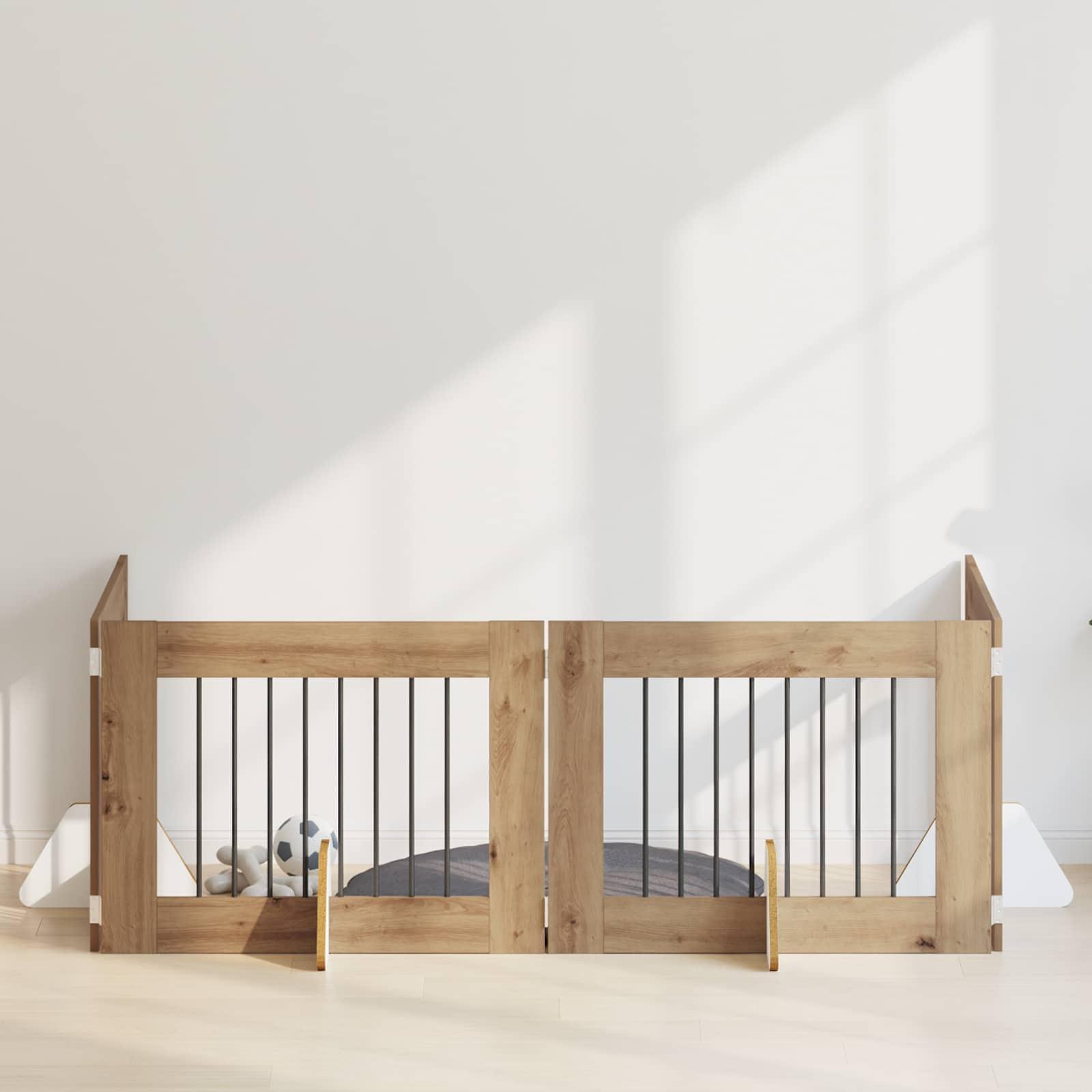 Hundehegn med stativer 4 stk Artisan-eg 80 x 60 cm billede