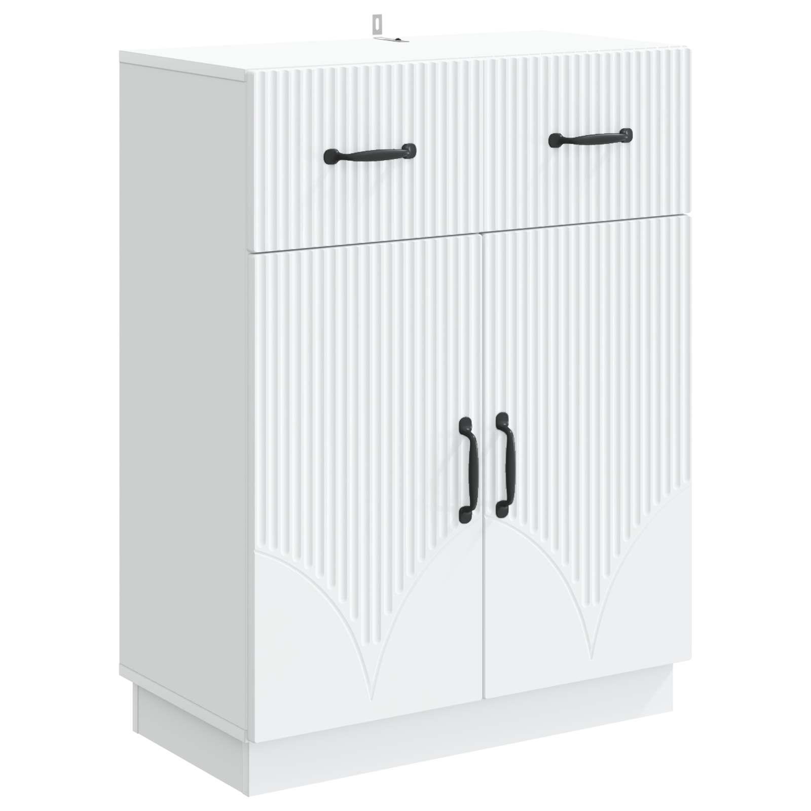 Sidebord med skuffe Hvid 66 x 34,5 x 87 cm Konstrueret træ billede