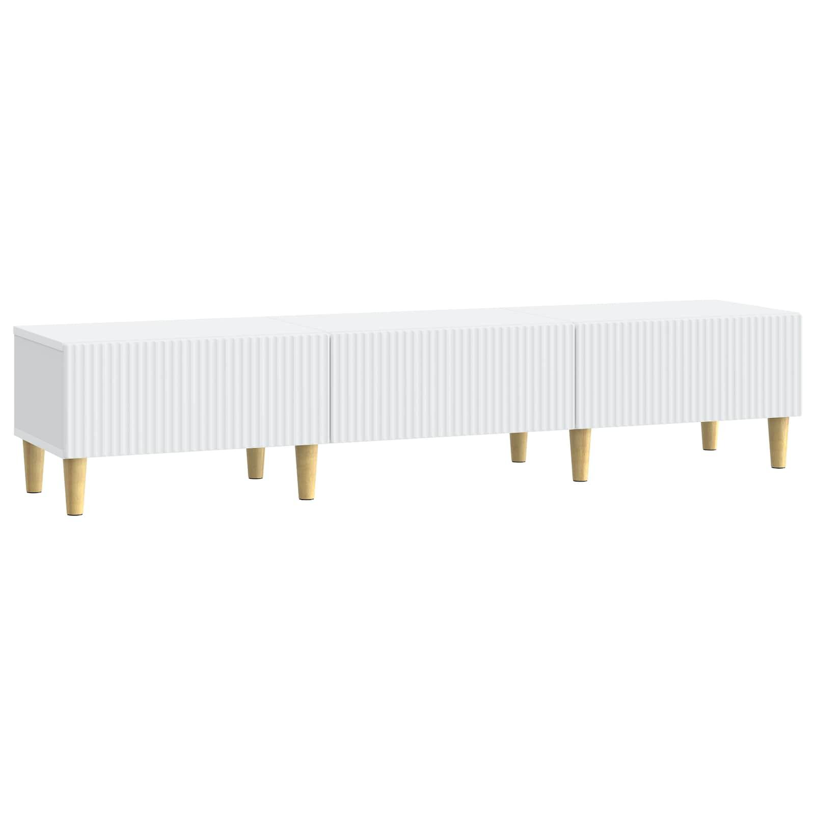 TV-skab med skuffe Hvid 147 x 34,5 x 30 cm Konstrueret træ billede