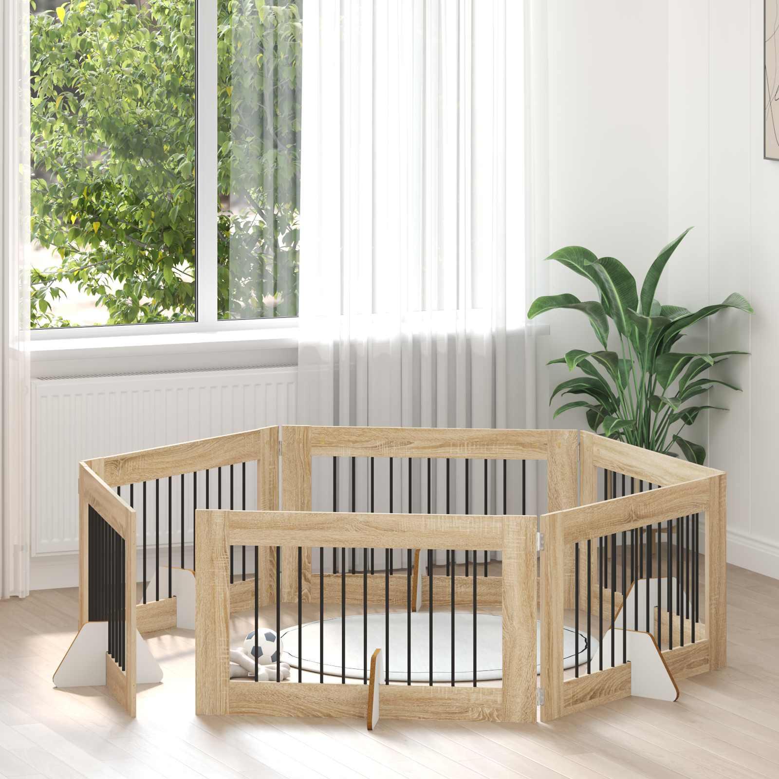 Hundehegn med stativer 6 stk Sonoma-eg 100 x 60 cm billede