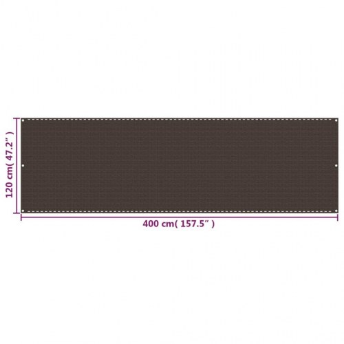 Altanafskærmning 120 × 400 cm i HDPE - brun