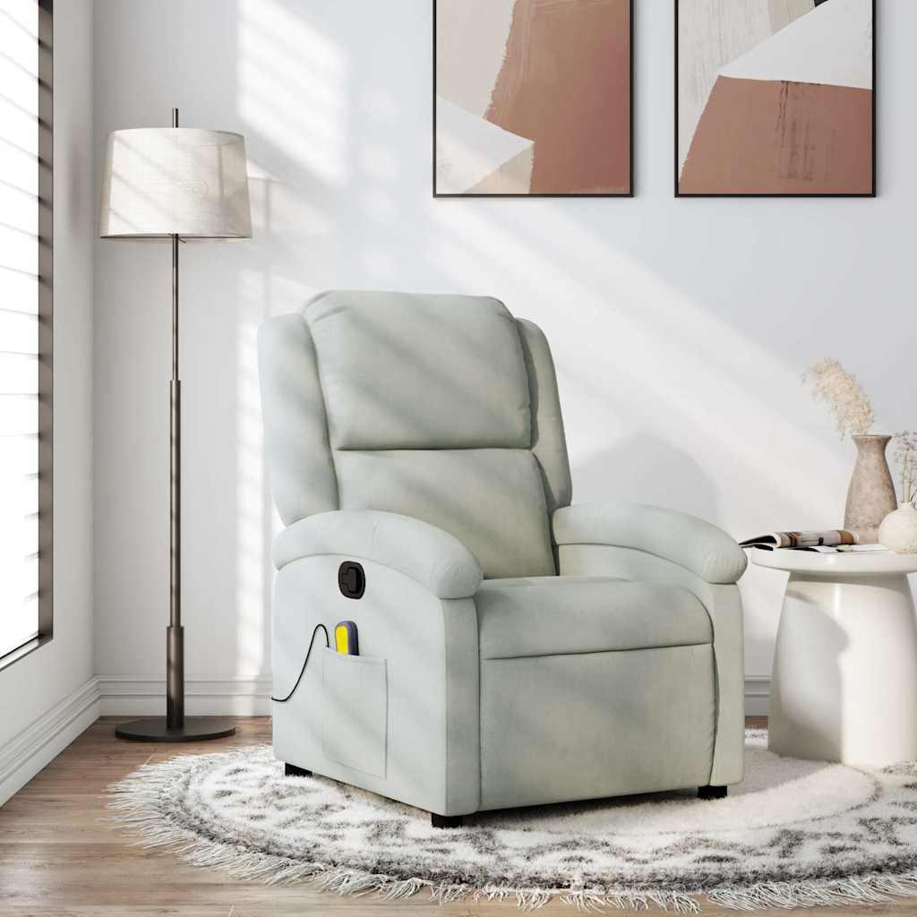 Massagestol Lysegrå Velour billede
