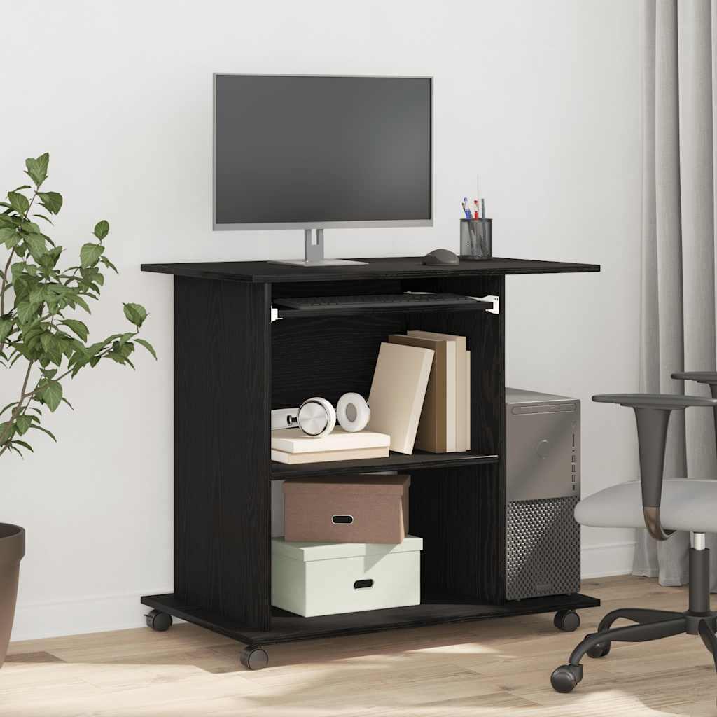 Computerbord sort egetræ 80x50x75 cm konstrueret træ billede