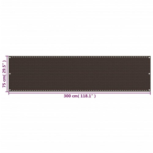 Altanafskærmning 75×300 cm i HDPE - brun privatlivsskærm