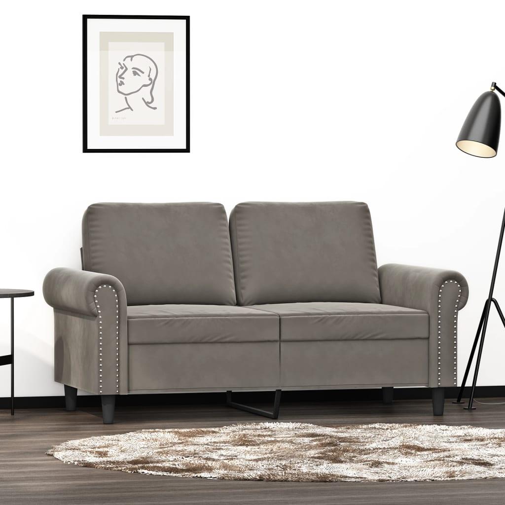 2-personers sofa 120 cm velour lysegrå billede