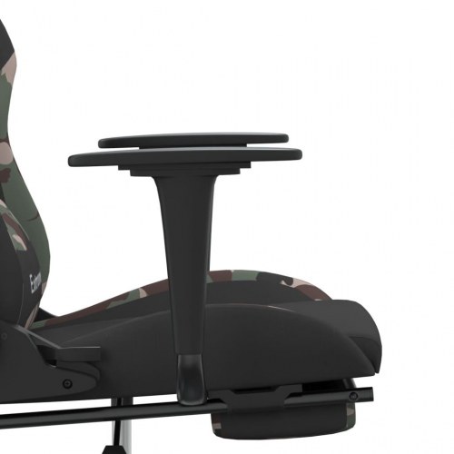 Gamingstol med massage og fodstøtte i stof - sort/camouflage