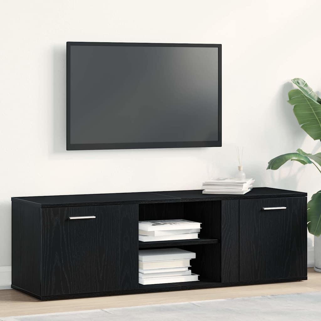 TV-skab sort egetræ 120x34x37 cm konstrueret træ billede