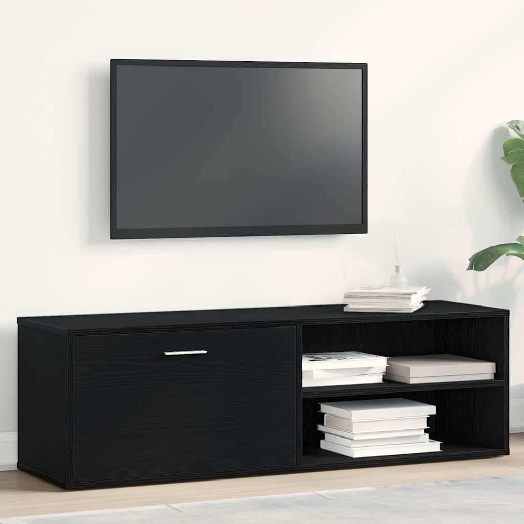 TV-skab sort egetræ 120x34x37 cm konstrueret træ billede