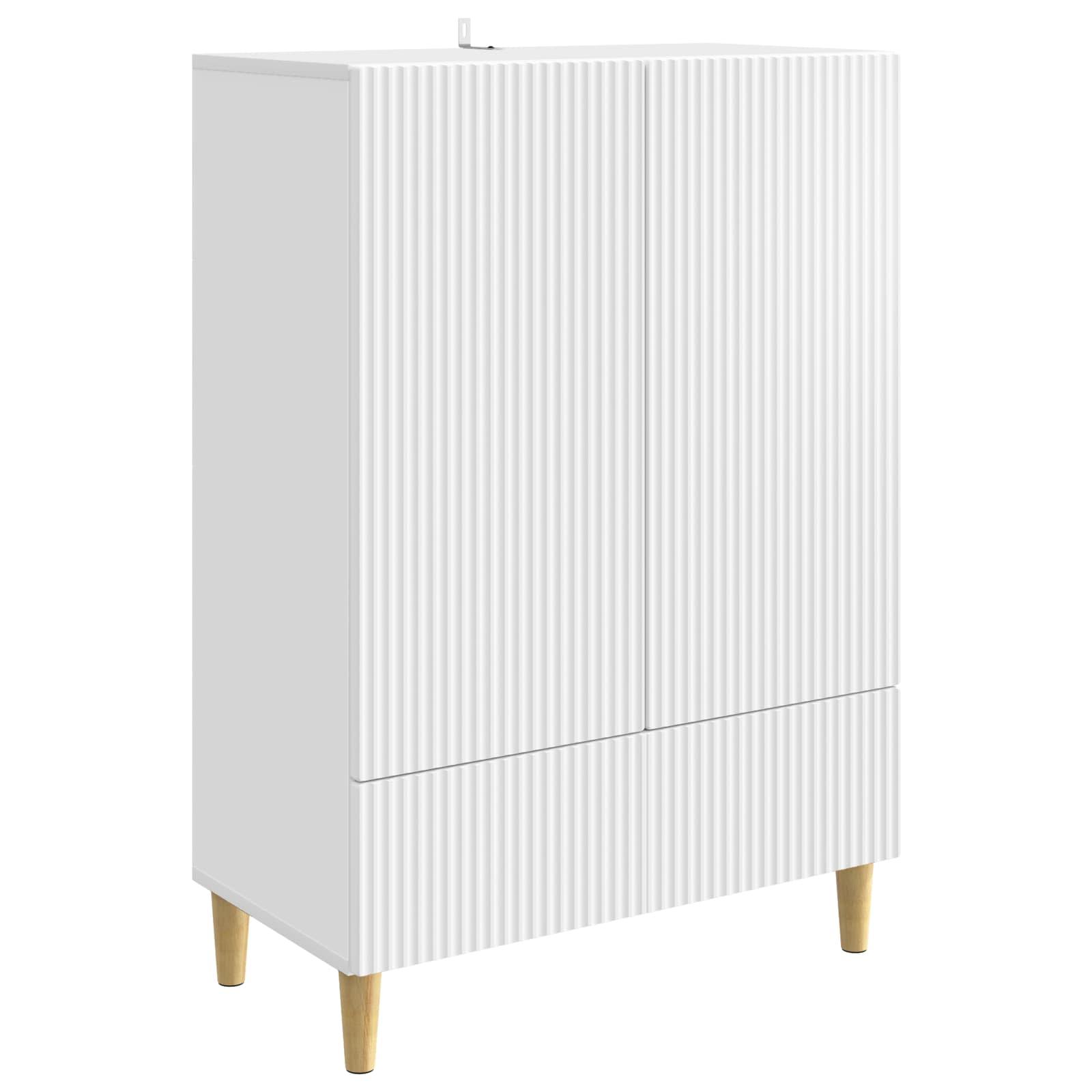 Sidebord med skuffe Hvid 66 x 34,5 x 95 cm Konstrueret træ billede