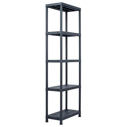 Opbevaringsreoler 5 stk. 125 kg 60 x 30 x 180 cm plastik sort