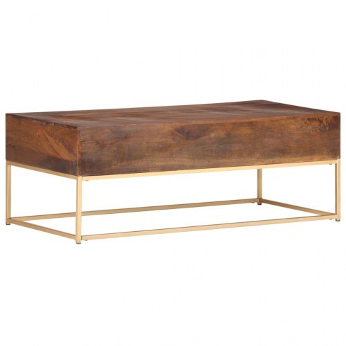 Sofabord 112×50×40 cm i massivt mangotræ med 2 skuffer