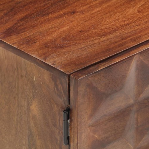 TV-skab i massivt mangotræ 124×29×45 cm - brun, lavt TV-bord med 2 døre