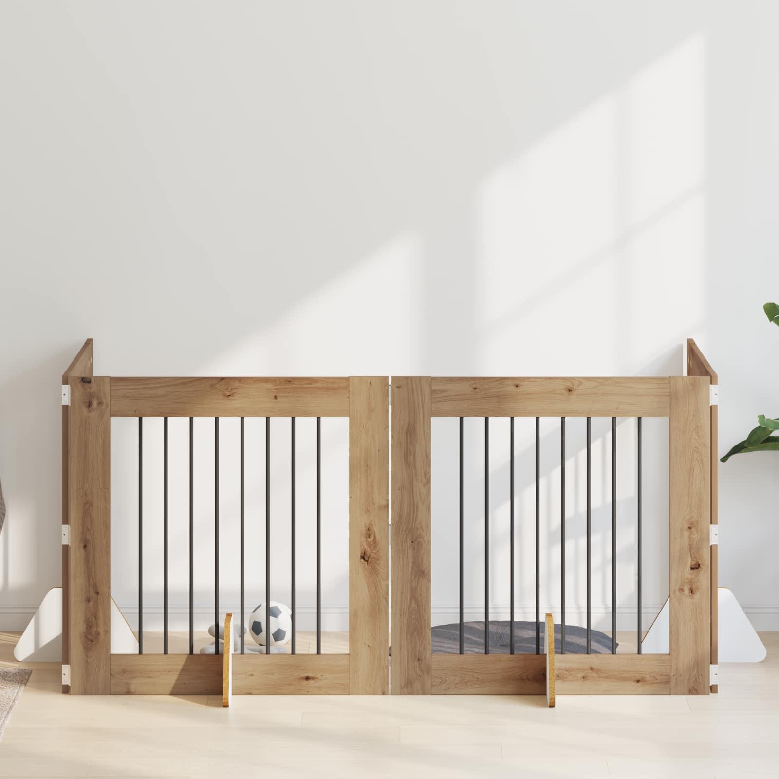 Hundehegn med stativer 4 stk Artisan-eg 80 x 80 cm billede