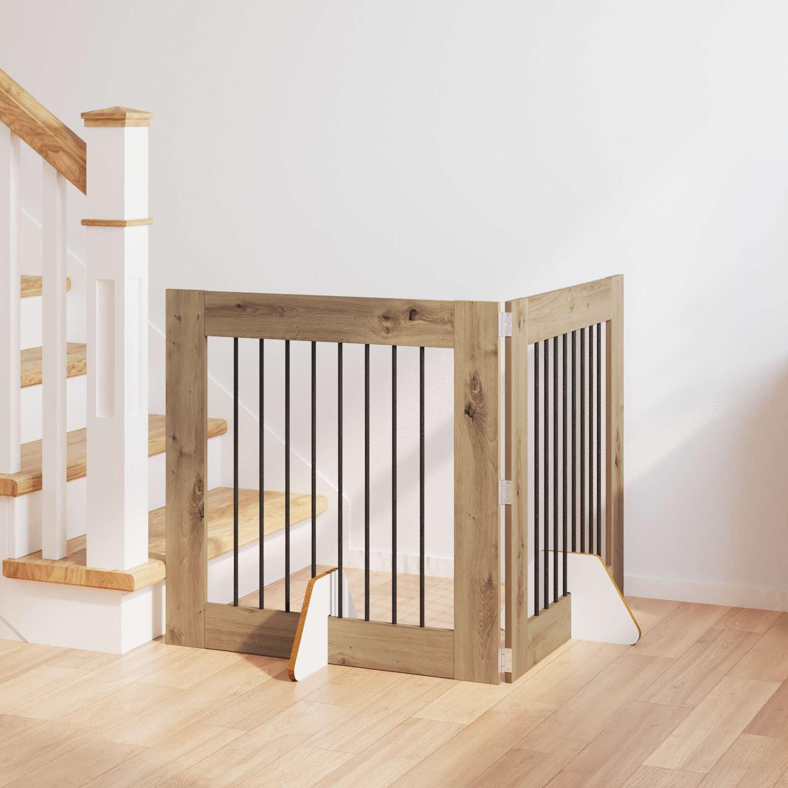 Hundehegn med stativer 2 stk Artisan-eg 80 x 80 cm billede