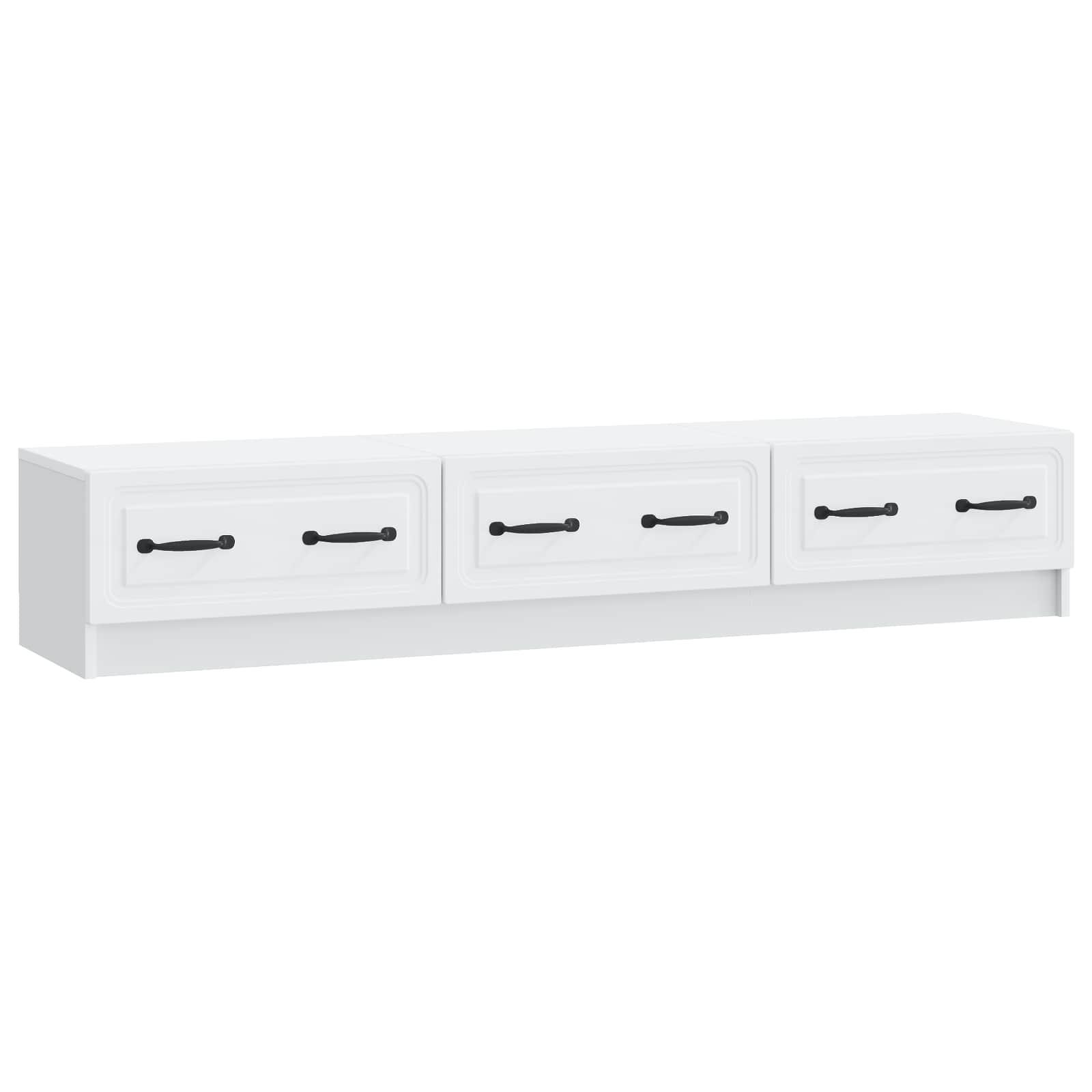 TV-skab med skuffe Hvid 147 x 34,5 x 27 cm Konstrueret træ billede