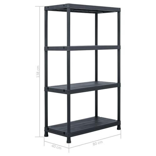 Opbevaringsreoler 2 stk. 200 kg 80 x 40 x 138 cm plastik sort