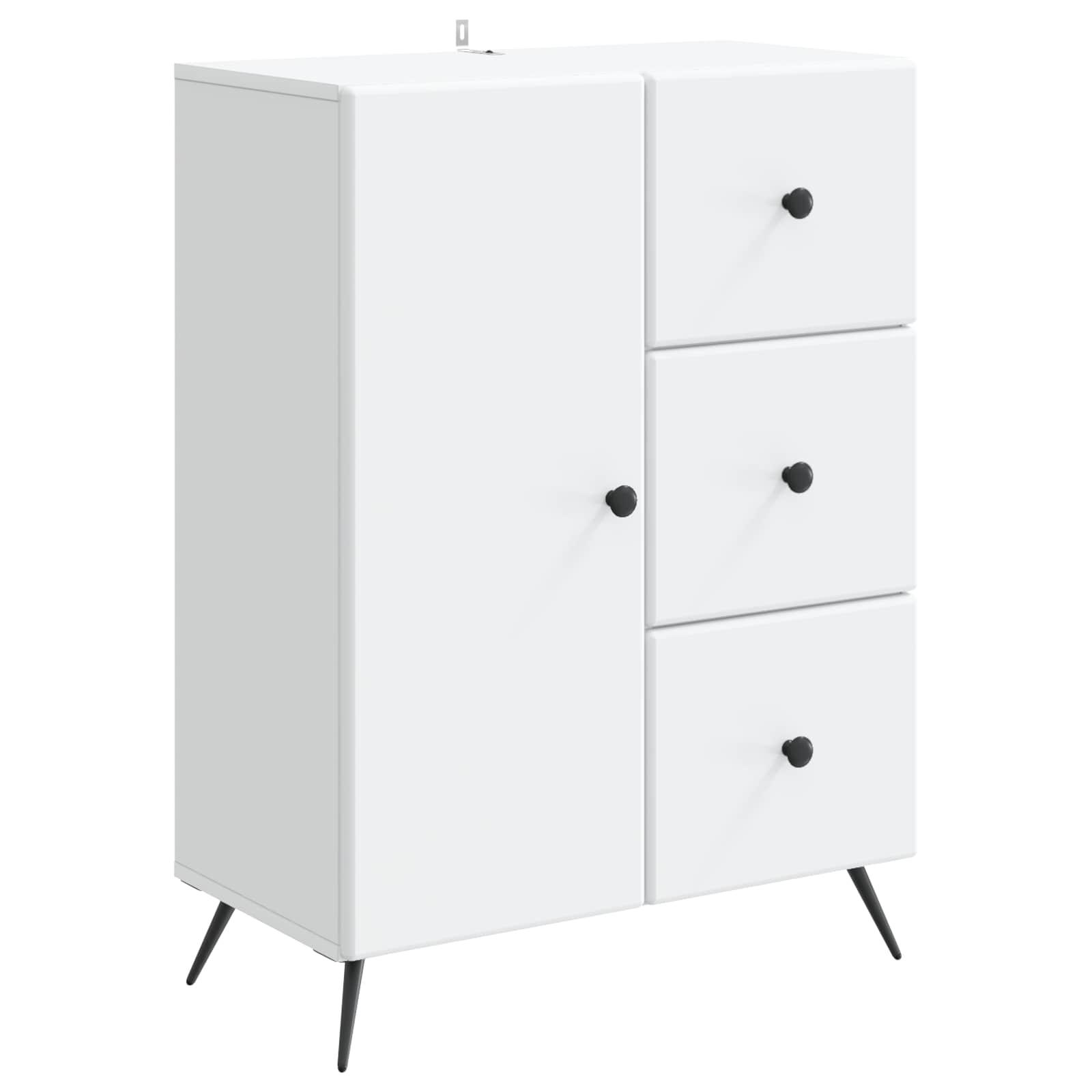 Sidebord med skuffe Hvid 66 x 34,5 x 90 cm Konstrueret træ billede