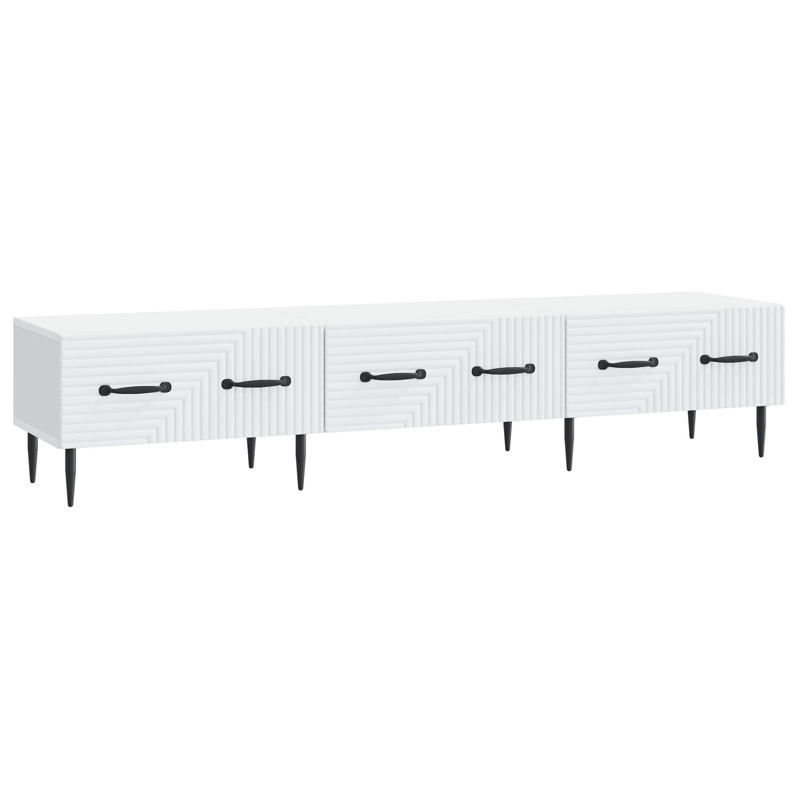 TV-skab med skuffe Hvid 147 x 34,5 x 30 cm Konstrueret træ billede