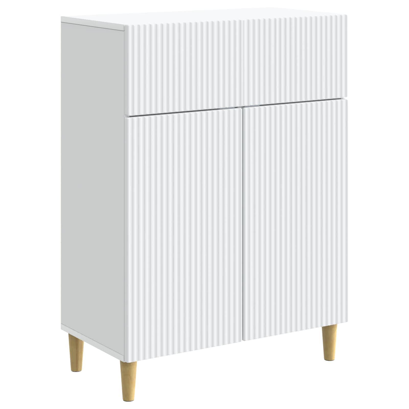 Sidebord med skuffe Hvid 66 x 34,5 x 90 cm Konstrueret træ billede